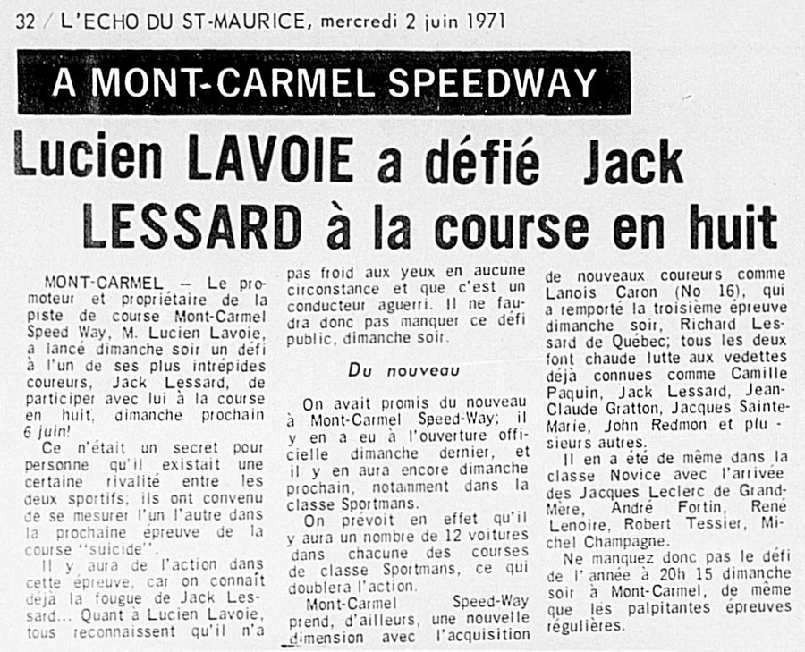 MontCarmel Speedway Saison 1971