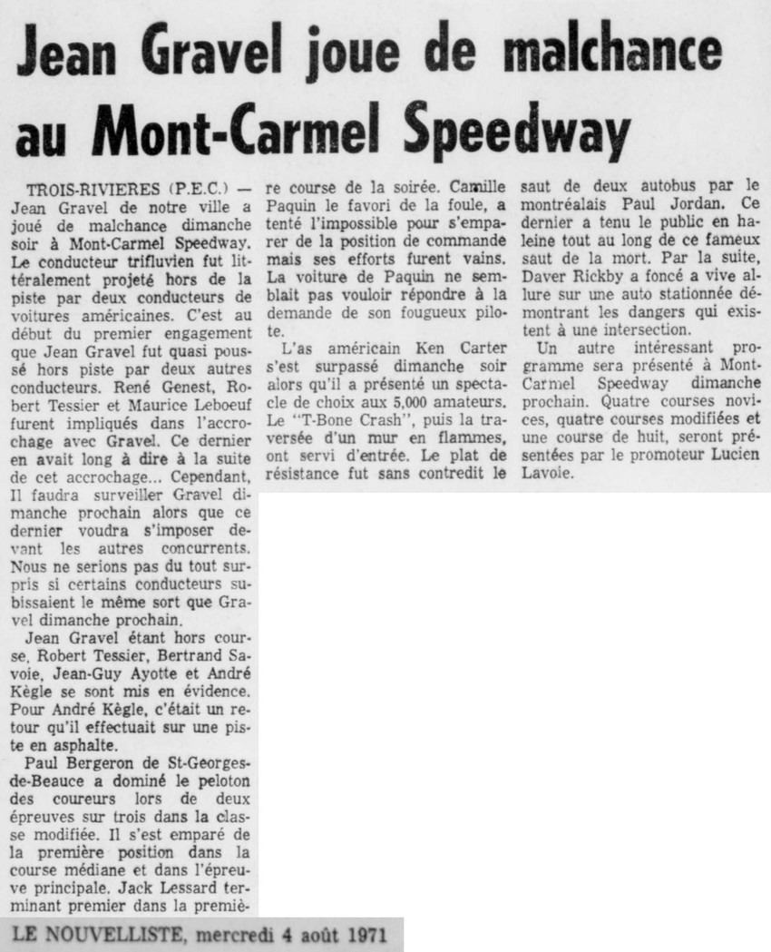 MontCarmel Speedway Saison 1971