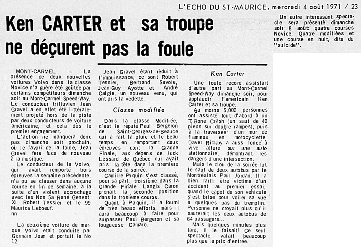 MontCarmel Speedway Saison 1971