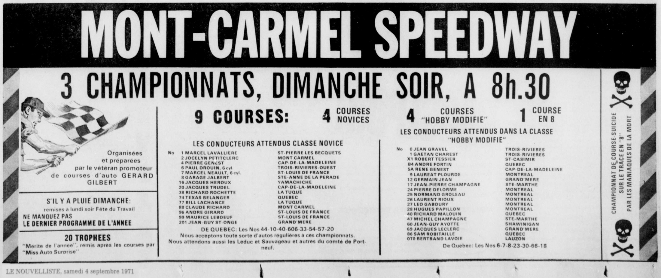 MontCarmel Speedway Saison 1971